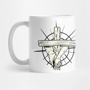 wooden cross and wounded hand Mug